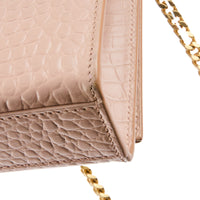 SAINT LAURENT - Sac bandoulière Kate Tassel cuir embossé crocodile rose - Handbag