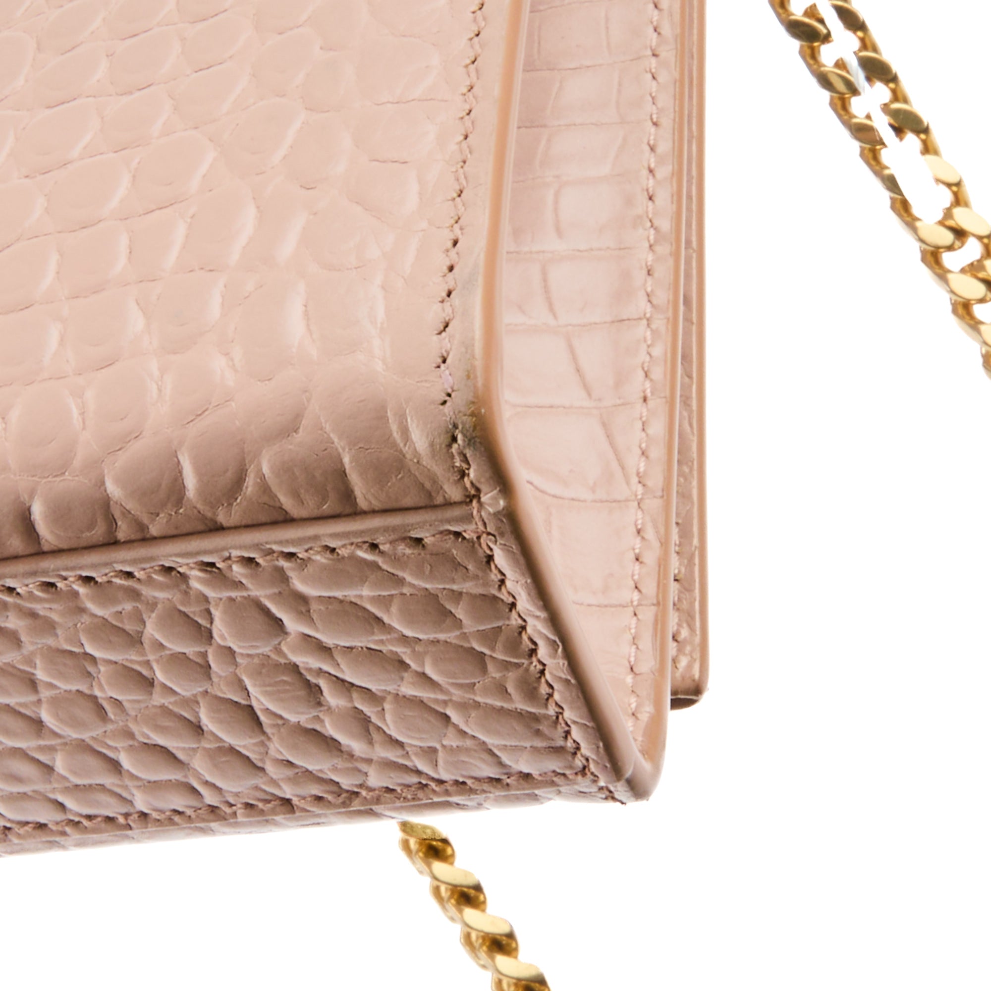 SAINT LAURENT - Sac bandoulière Kate Tassel cuir embossé crocodile rose - Handbag