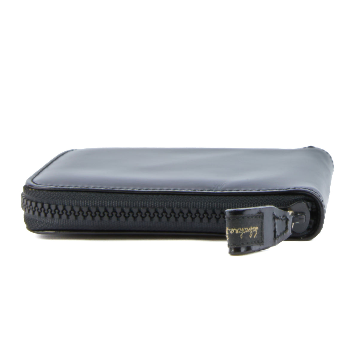 FERRAGAMO - Portefeuille cuir brillant noir - wallet