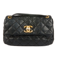 CHANEL - Sac bandoulière Retro chain Accordion cuir matelassé noir - Handbag