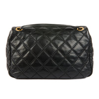 CHANEL - Sac bandoulière Retro chain Accordion cuir matelassé noir - Handbag
