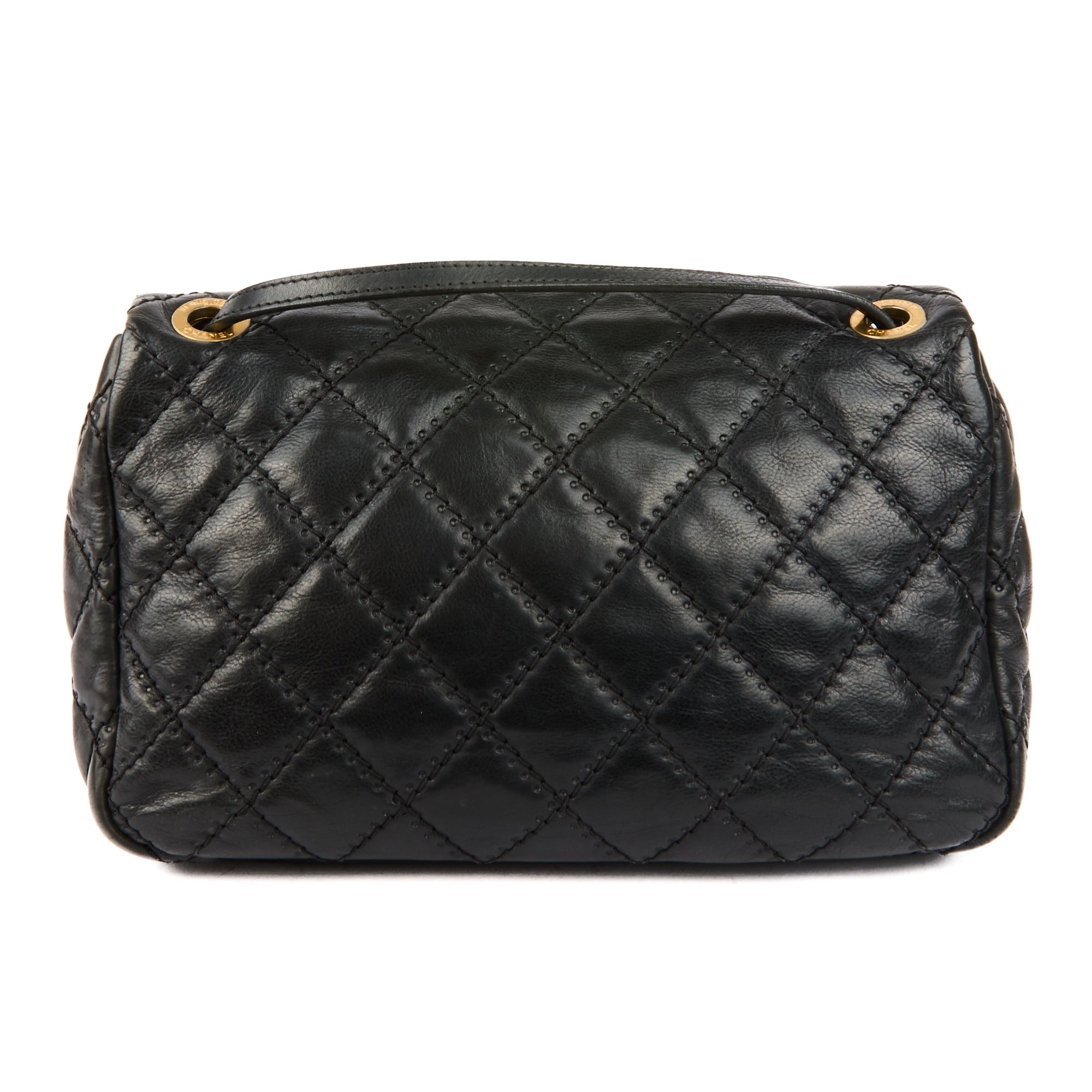 CHANEL - Sac bandoulière Retro chain Accordion cuir matelassé noir - Handbag