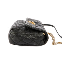 CHANEL - Sac bandoulière Retro chain Accordion cuir matelassé noir - Handbag