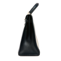 HERMES - Sac à main Kelly 35 Sellier toile et cuir swift beige - Handbag