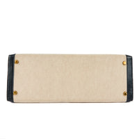 HERMES - Sac à main Kelly 35 Sellier toile et cuir swift beige - Handbag