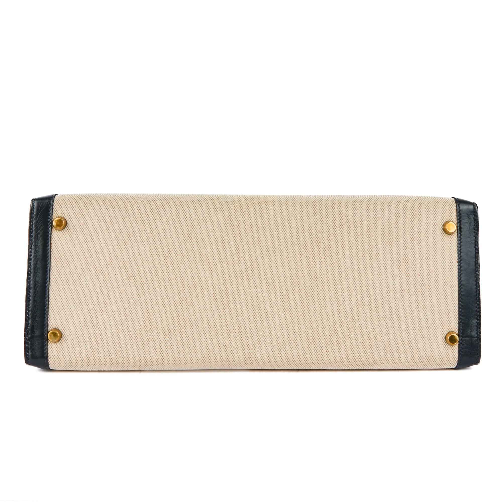 HERMES - Sac à main Kelly 35 Sellier toile et cuir swift beige - Handbag