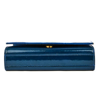 SAINT LAURENT - Sac bandoulière Mini Kate cuir vernis Bleu - Handbag