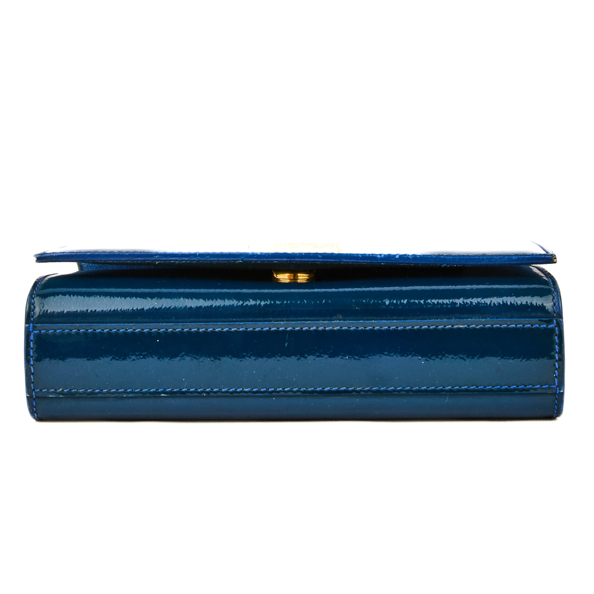 SAINT LAURENT - Sac bandoulière Mini Kate cuir vernis Bleu - Handbag