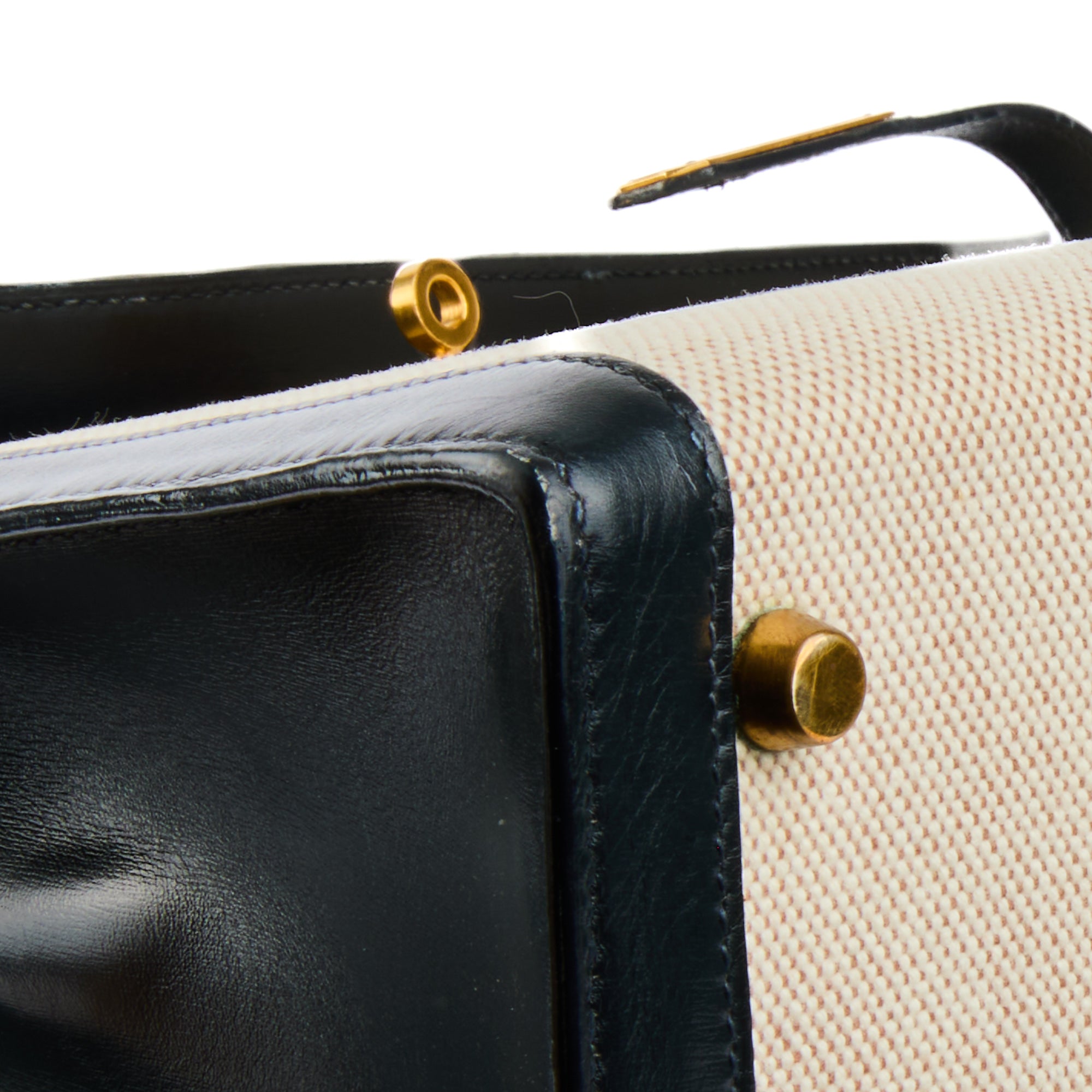 HERMES - Sac à main Kelly 35 Sellier toile et cuir swift beige - Handbag