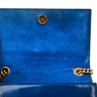 SAINT LAURENT - Sac bandoulière Mini Kate cuir vernis Bleu - Handbag