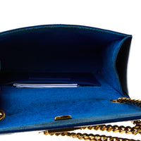 SAINT LAURENT - Sac bandoulière Mini Kate cuir vernis Bleu - Handbag