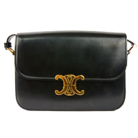 CELINE - Sac bandoulière Médium Triomphe Classique cuir noir - Handbag