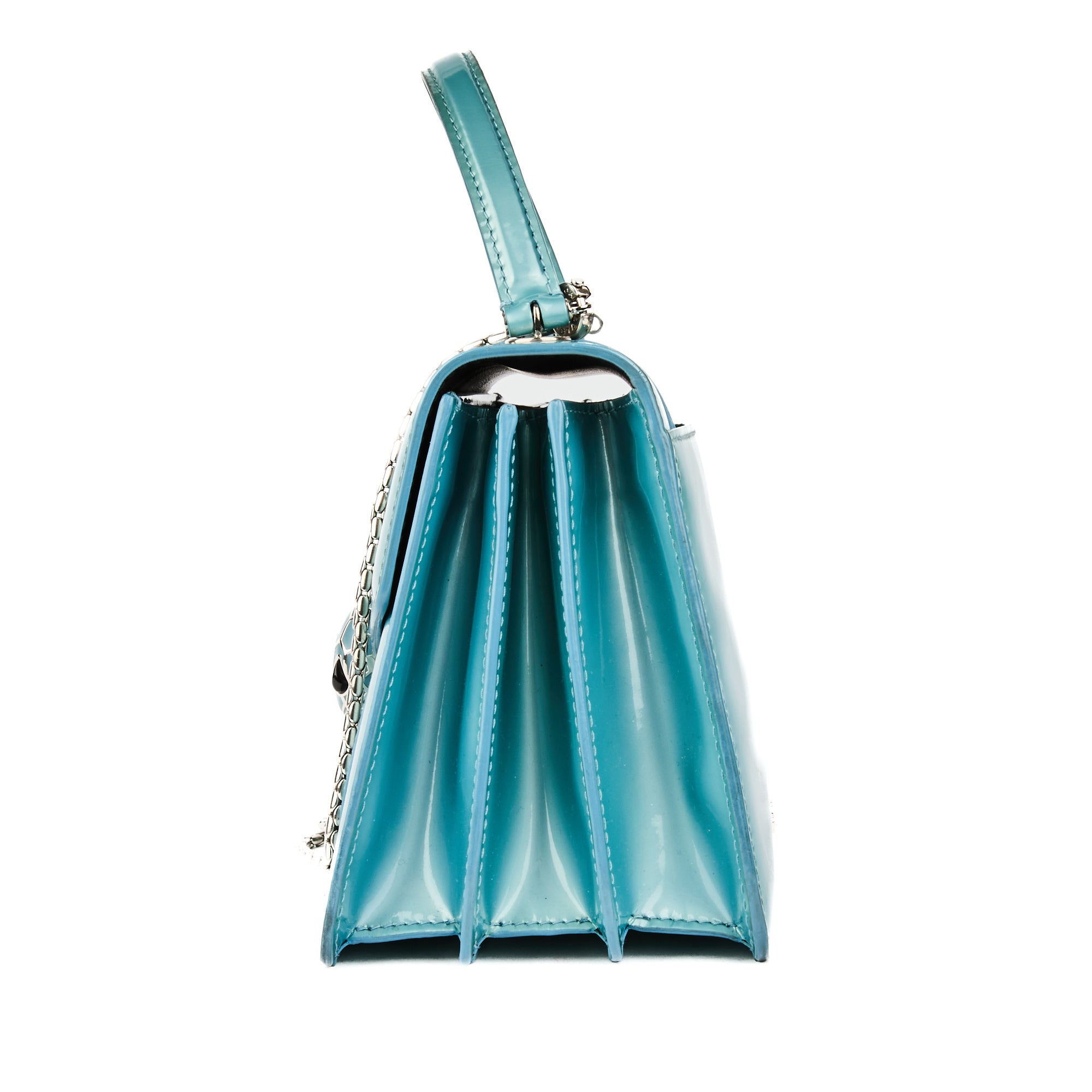 BVLGARI - Sac à main Serpenti Small cuir vernis bleu - Handbag