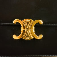 CELINE - Sac bandoulière Triomphe Classique Medium en cuir noir - Handbag