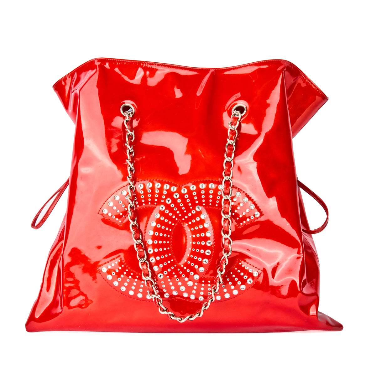 CHANEL - Sac à main Bon Bon en cuir vernis rouge - Handbag
