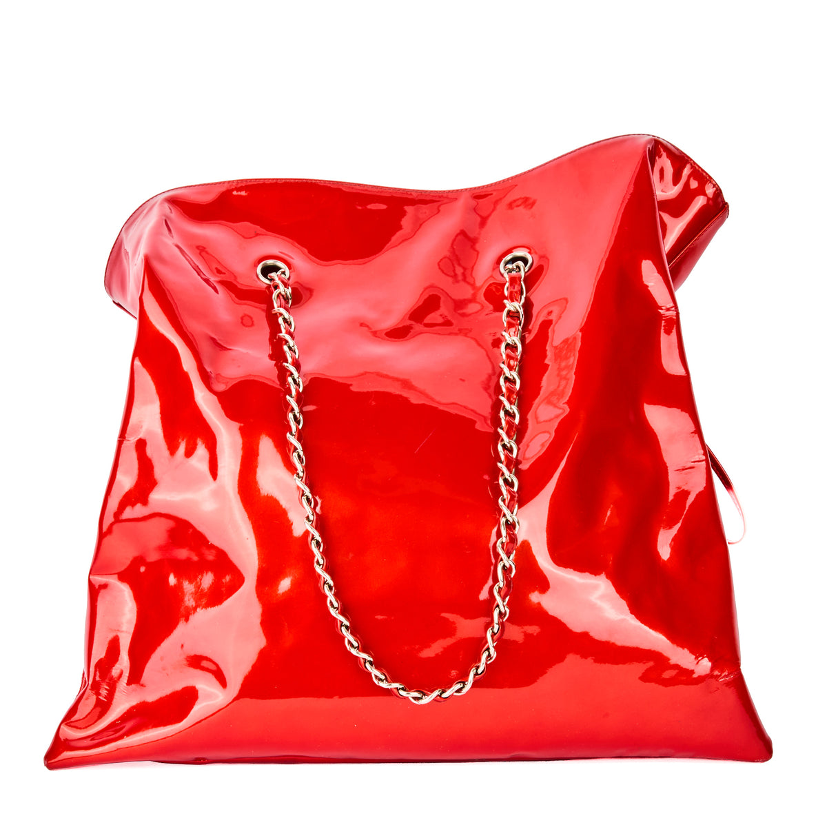 CHANEL - Sac à main Bon Bon en cuir vernis rouge - Handbag