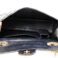 CHANEL - Sac à main Classique Long cuir Vernis Bleu - Handbag
