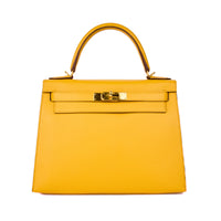 HERMES - Sac Kelly 28 cuir epsom Jaune Amber - Handbag