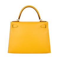 HERMES - Sac Kelly 28 cuir epsom Jaune Amber - Handbag
