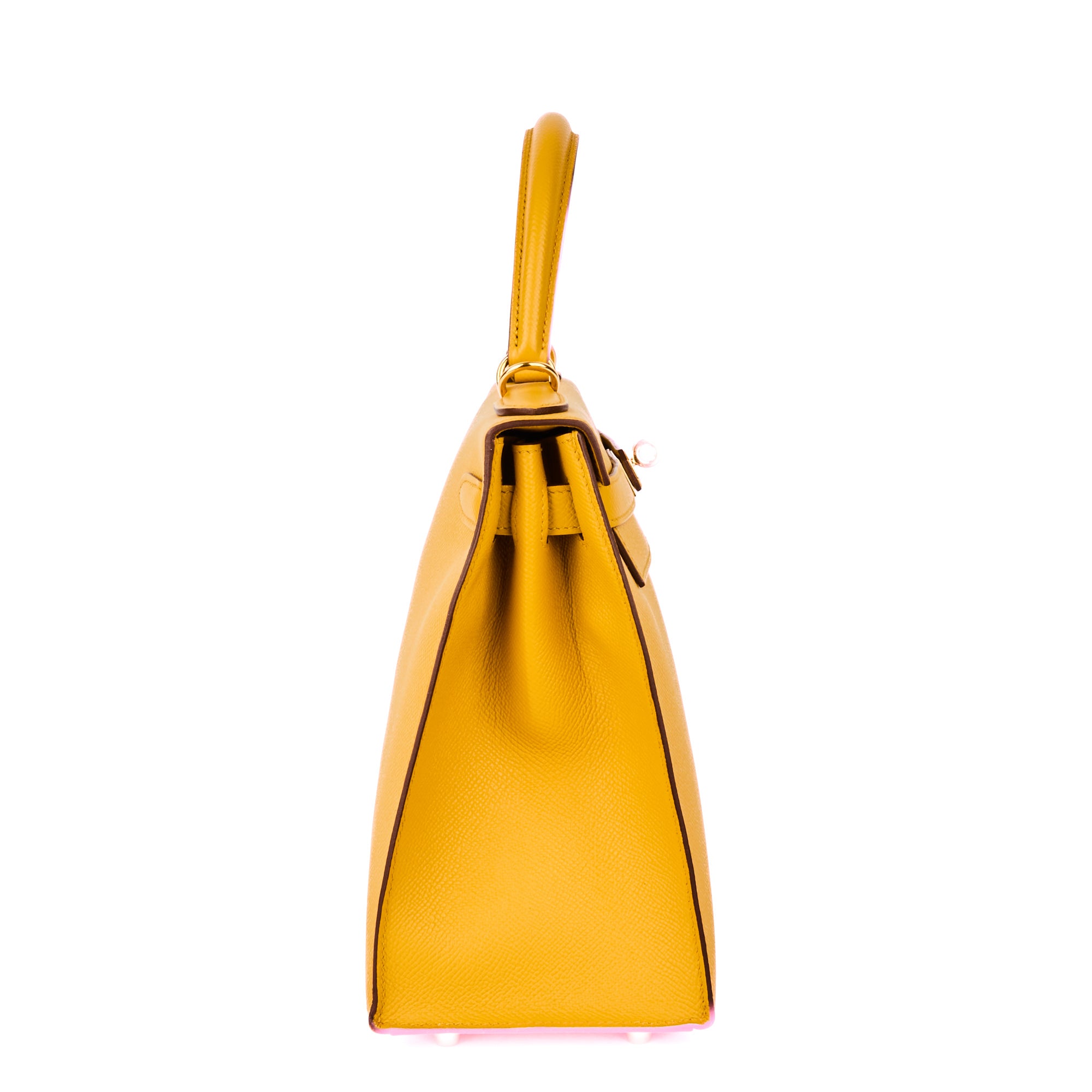 HERMES - Sac Kelly 28 cuir epsom Jaune Amber - Handbag