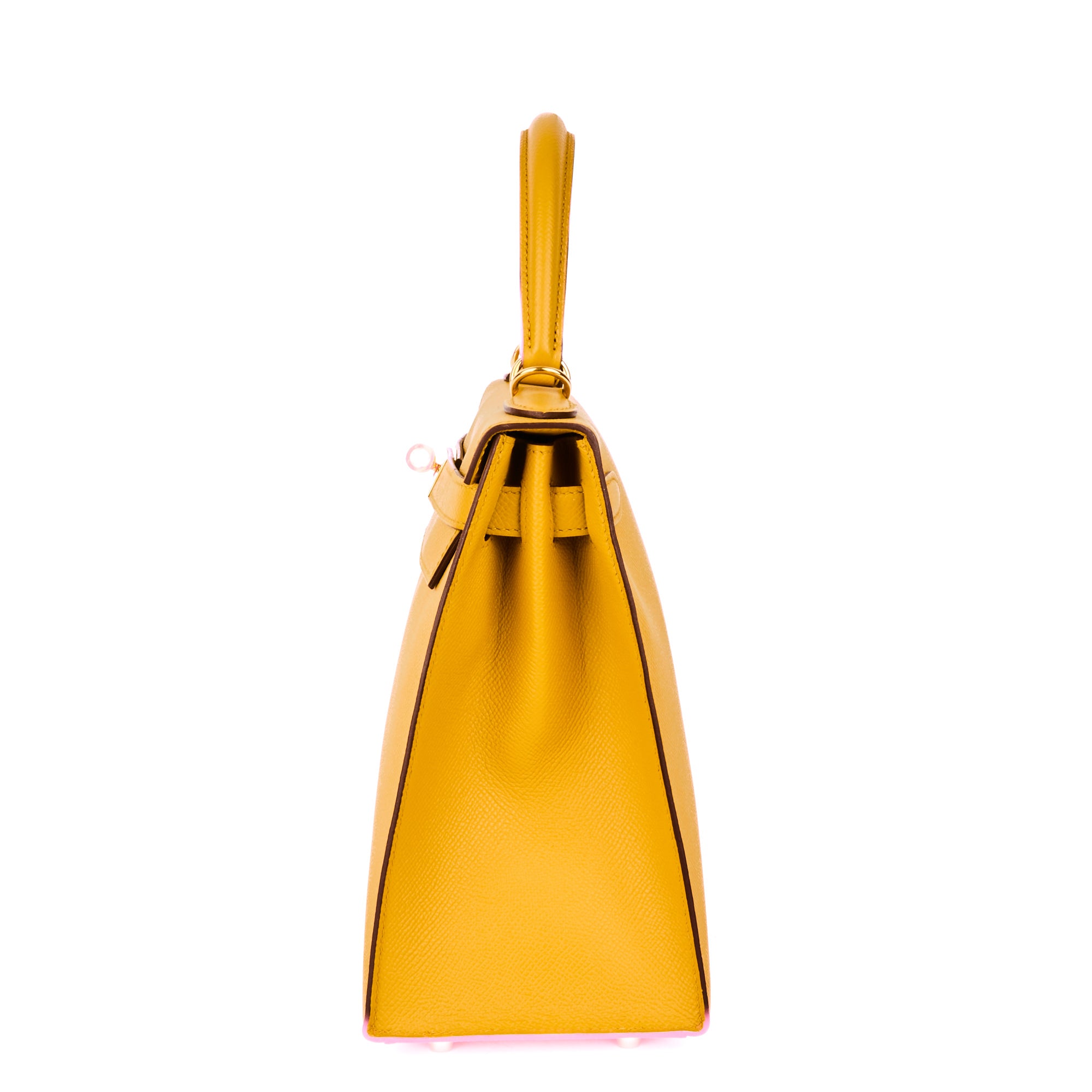 HERMES - Sac Kelly 28 cuir epsom Jaune Amber - Handbag