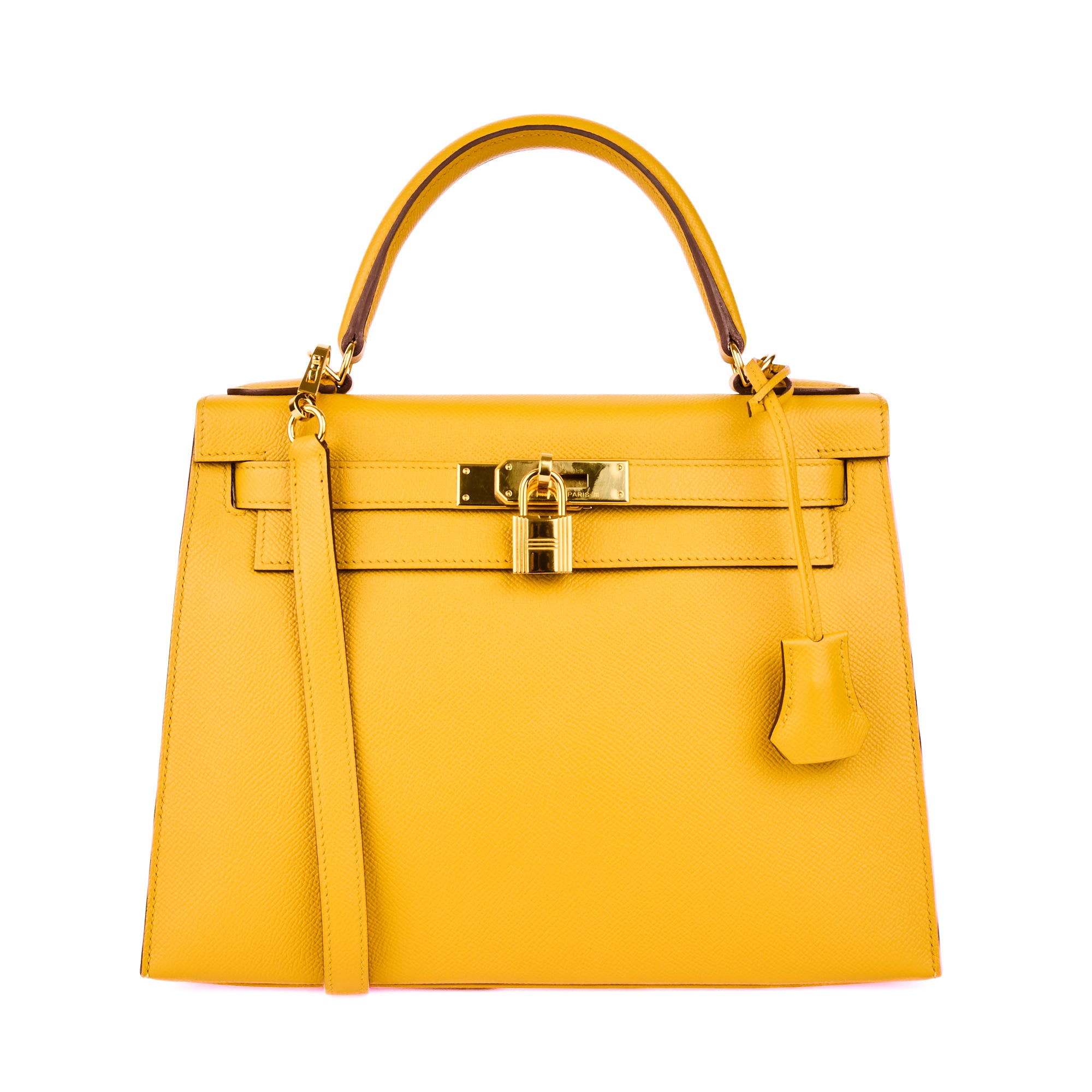 HERMES - Sac Kelly 28 cuir epsom Jaune Amber - Handbag