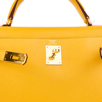 HERMES - Sac Kelly 28 cuir epsom Jaune Amber - Handbag