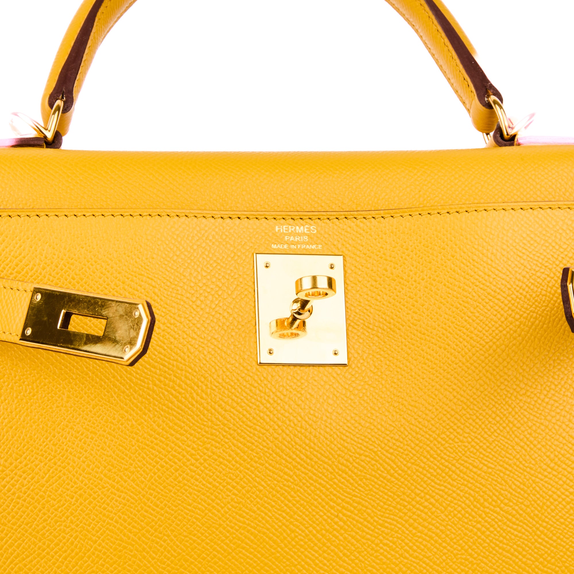 HERMES - Sac Kelly 28 cuir epsom Jaune Amber - Handbag