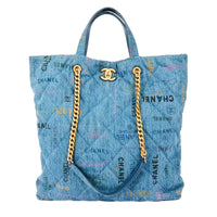 CHANEL - Sac à main Cabas denim Mood shopping bag bleu - Handbag