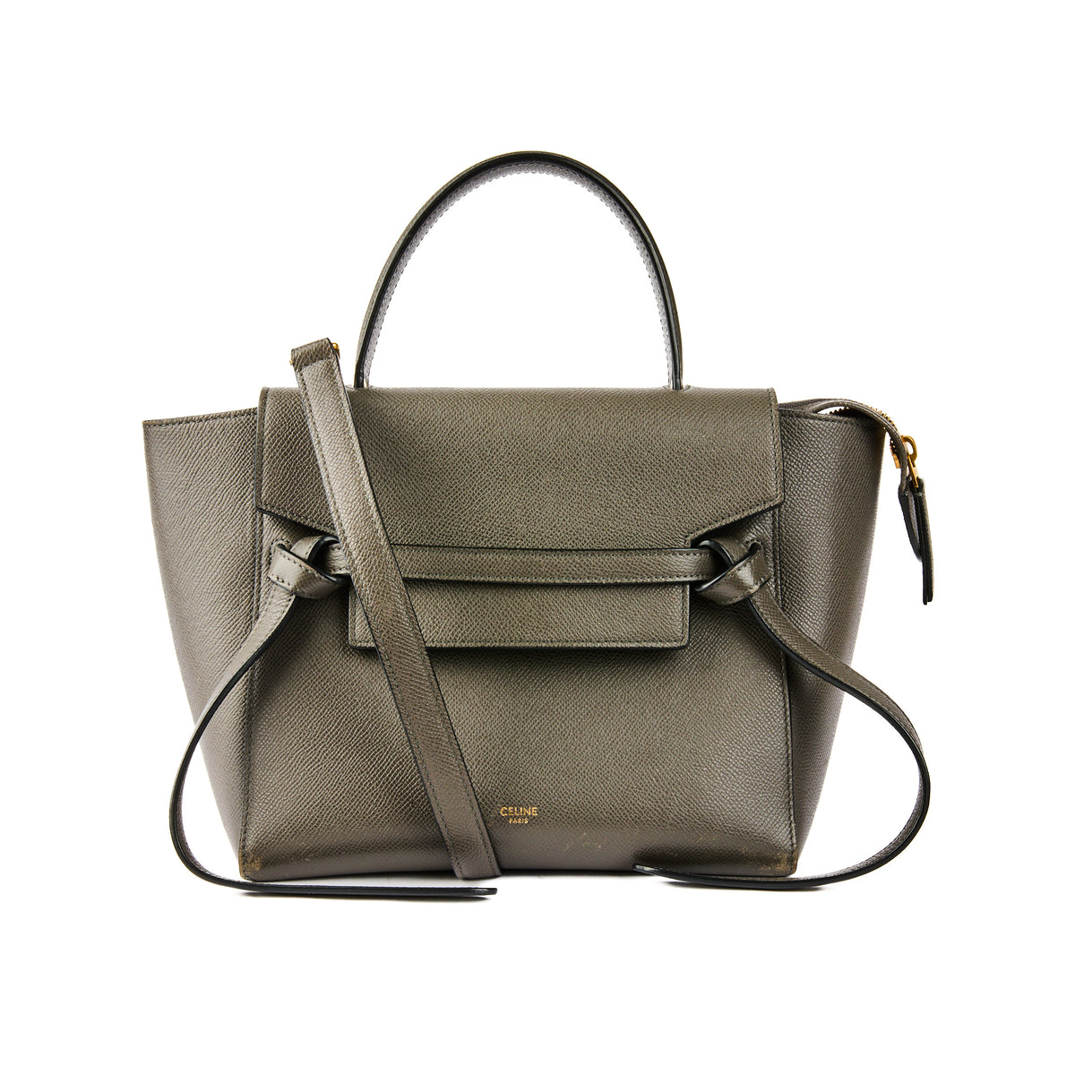 CELINE - Sac à main Belt cuir gris - Handbag