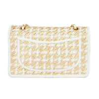 CHANEL - Sac à main Classique Flap bag Timeless raphia blanc doré - Handbag
