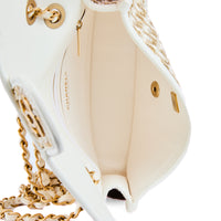 CHANEL - Sac à main Classique Flap bag Timeless raphia blanc doré - Handbag