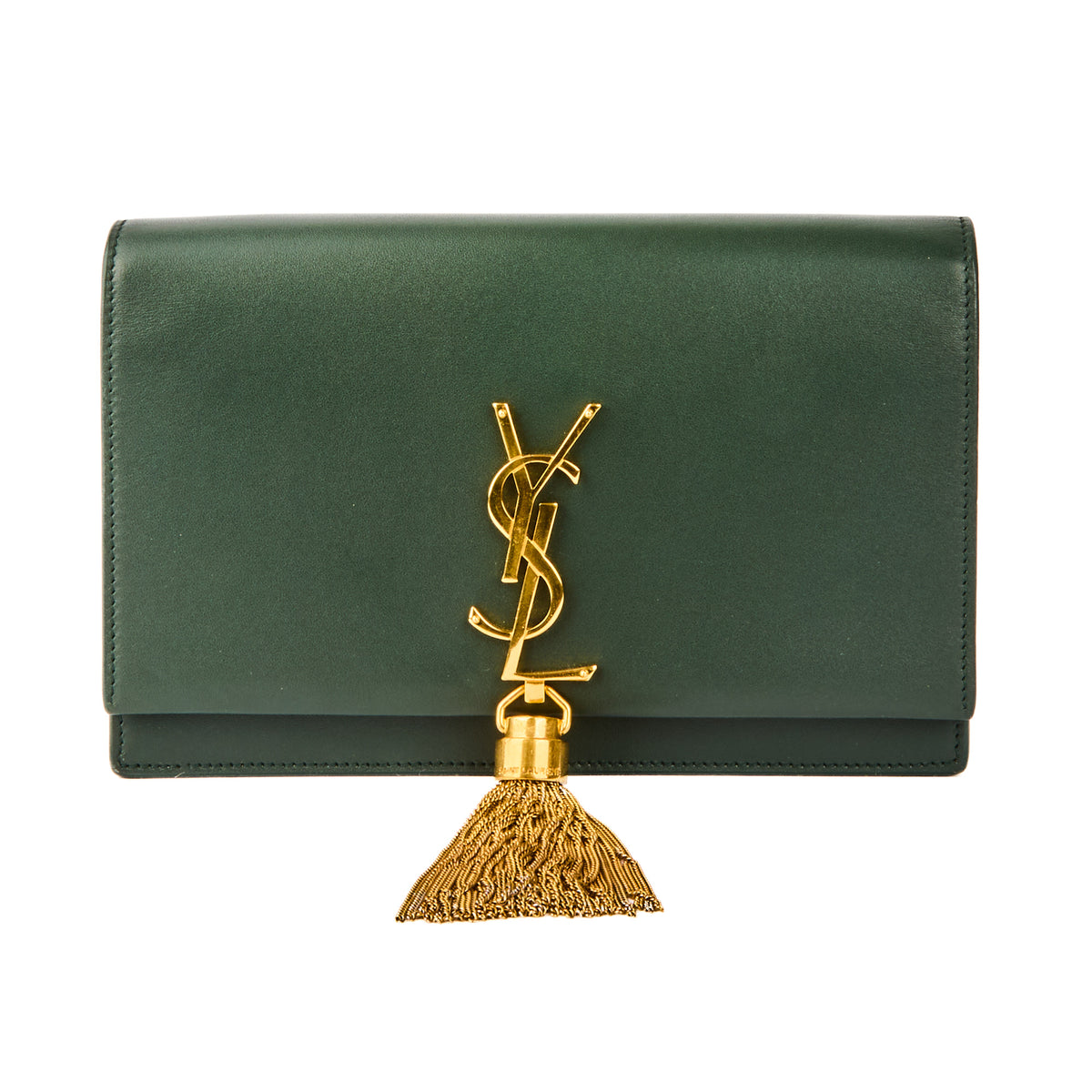 SAINT LAURENT - Sac bandoulière Mini Kate tassel cuir vert - Handbag
