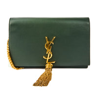 SAINT LAURENT - Sac bandoulière Mini Kate tassel cuir vert - Handbag