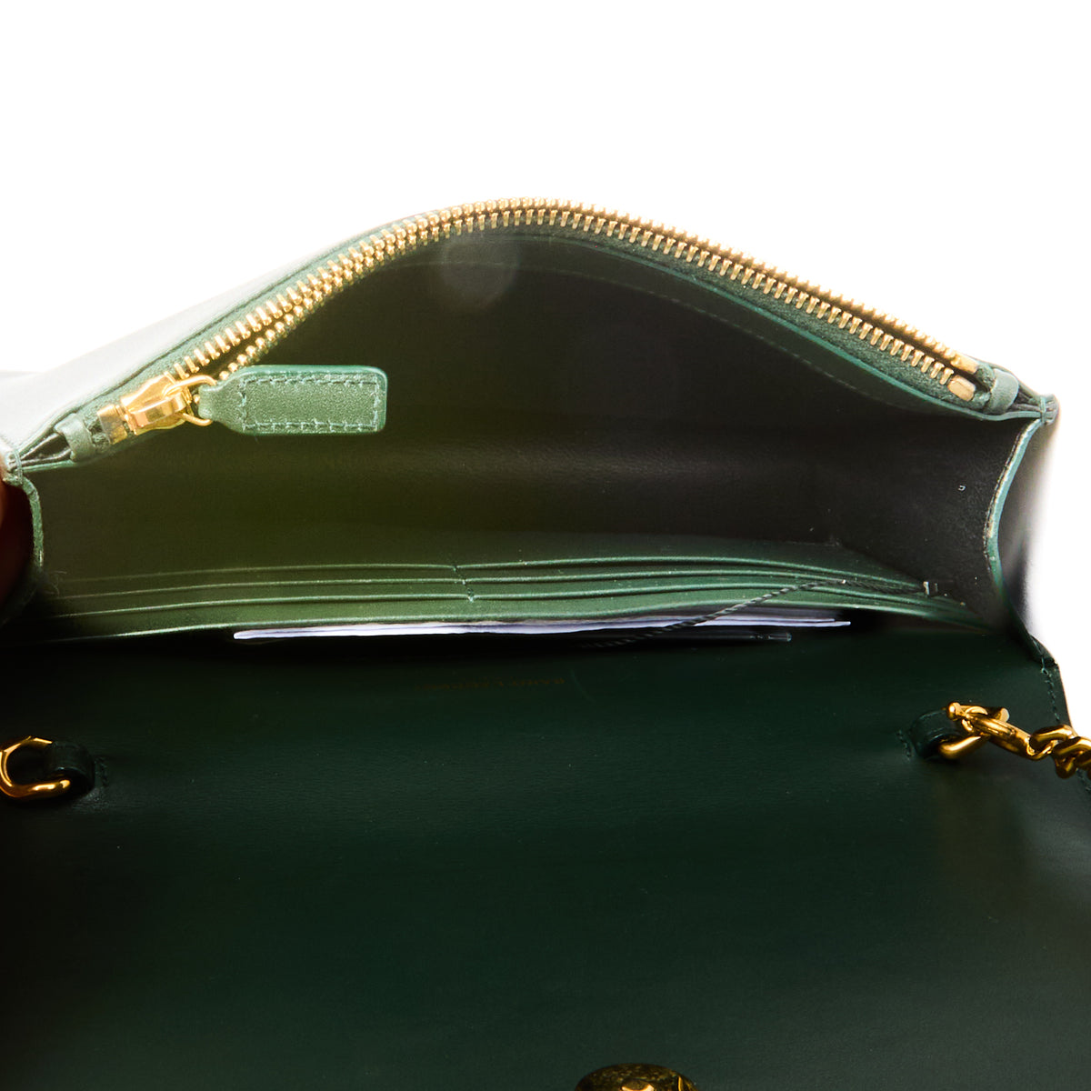 SAINT LAURENT - Sac bandoulière Mini Kate tassel cuir vert - Handbag