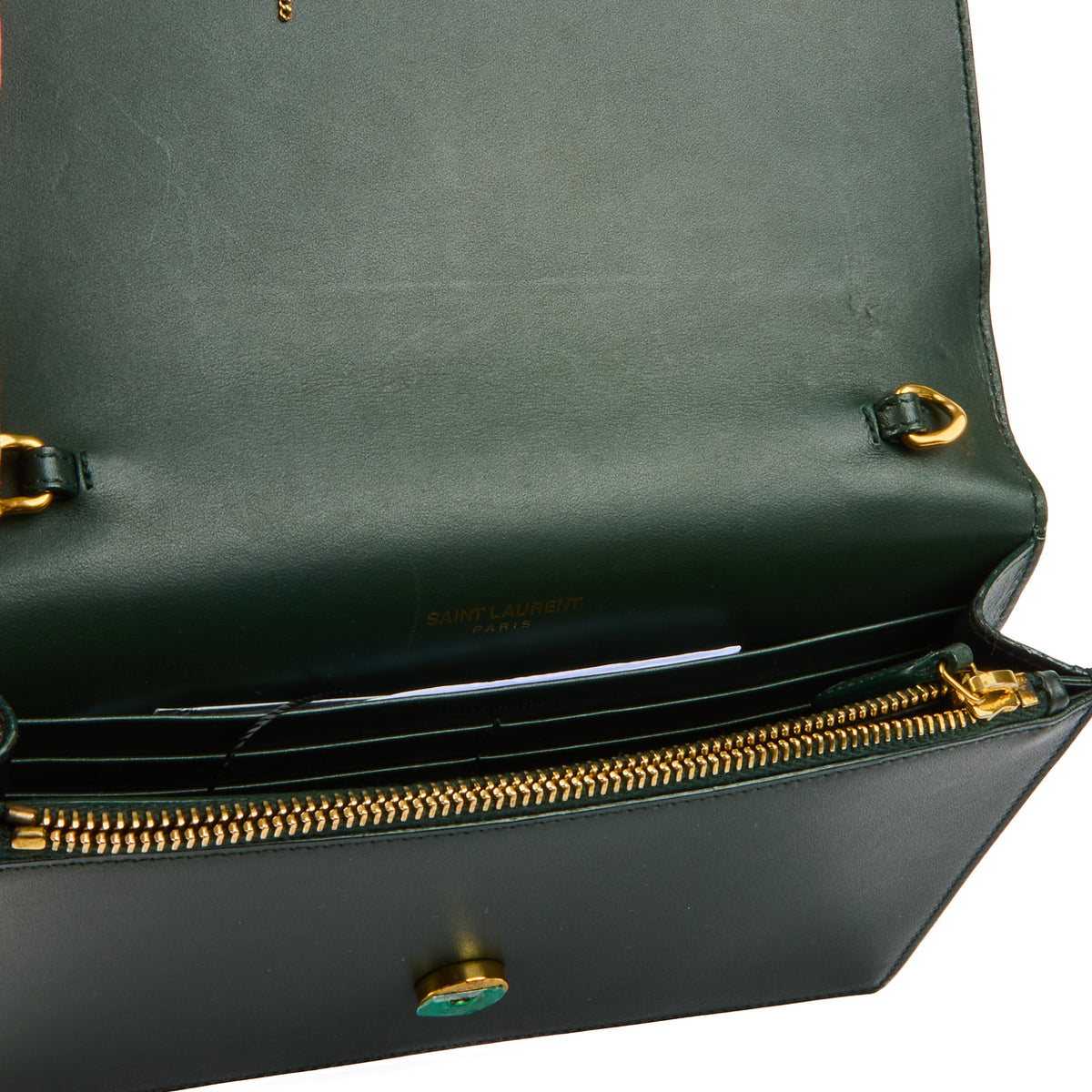 SAINT LAURENT - Sac bandoulière Mini Kate tassel cuir vert - Handbag