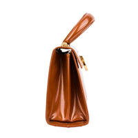 FERRAGAMO - Sac à main Top handle cuir vernis marron - Handbag
