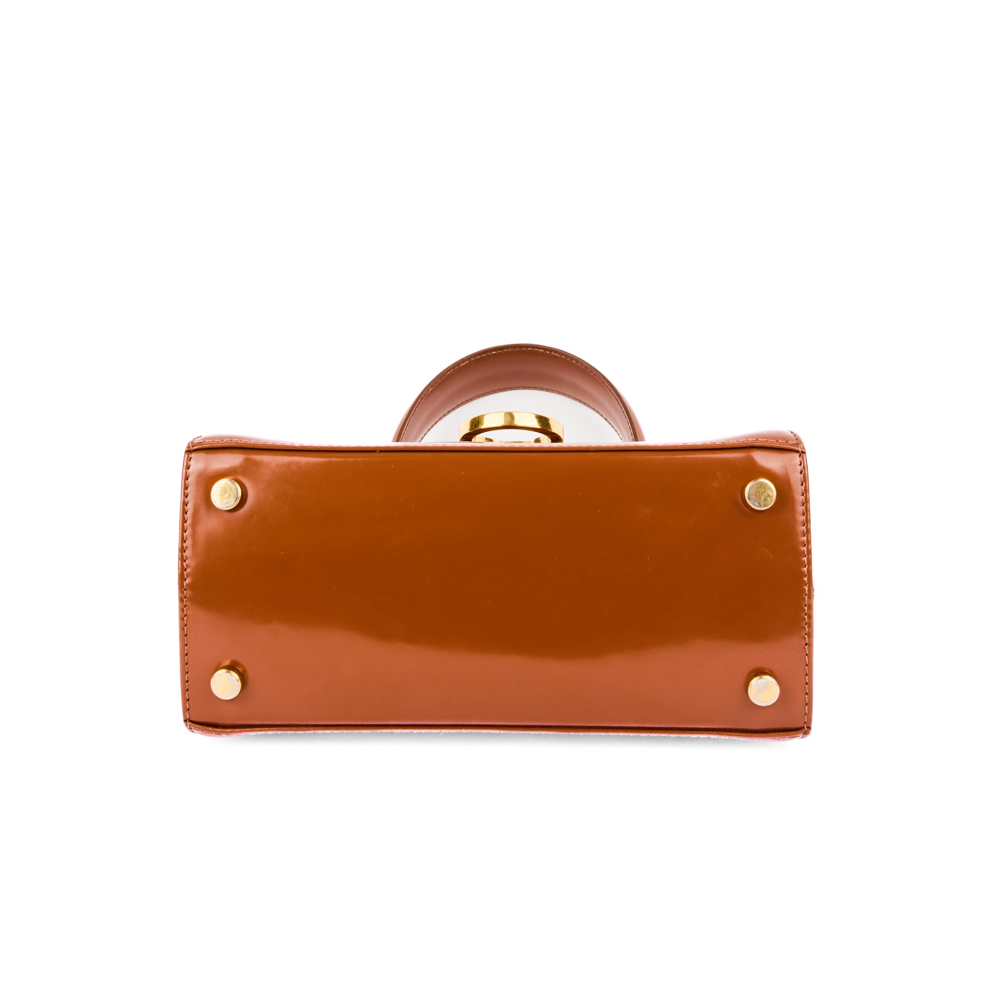 FERRAGAMO - Sac à main Top handle cuir vernis marron - Handbag