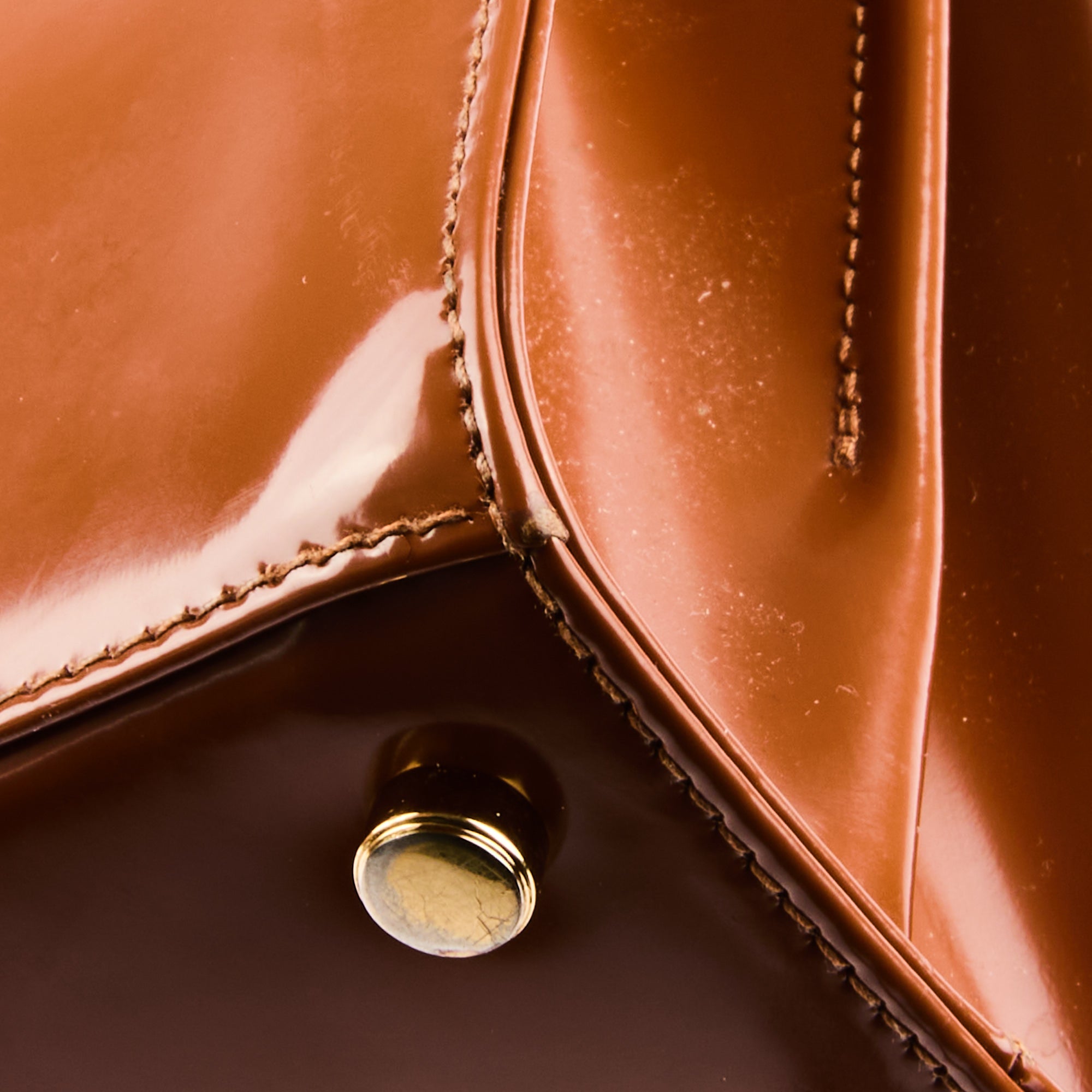 FERRAGAMO - Sac à main Top handle cuir vernis marron - Handbag