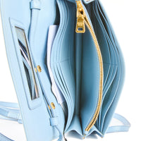 PRADA - Sac bandoulière wallet cuir Saffiano cuir bleu - Handbag