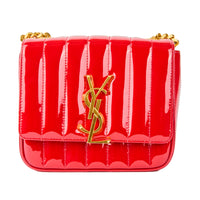 SAINT LAURENT - Sac bandoulière Vicky en cuir vernis rouge - Handbag