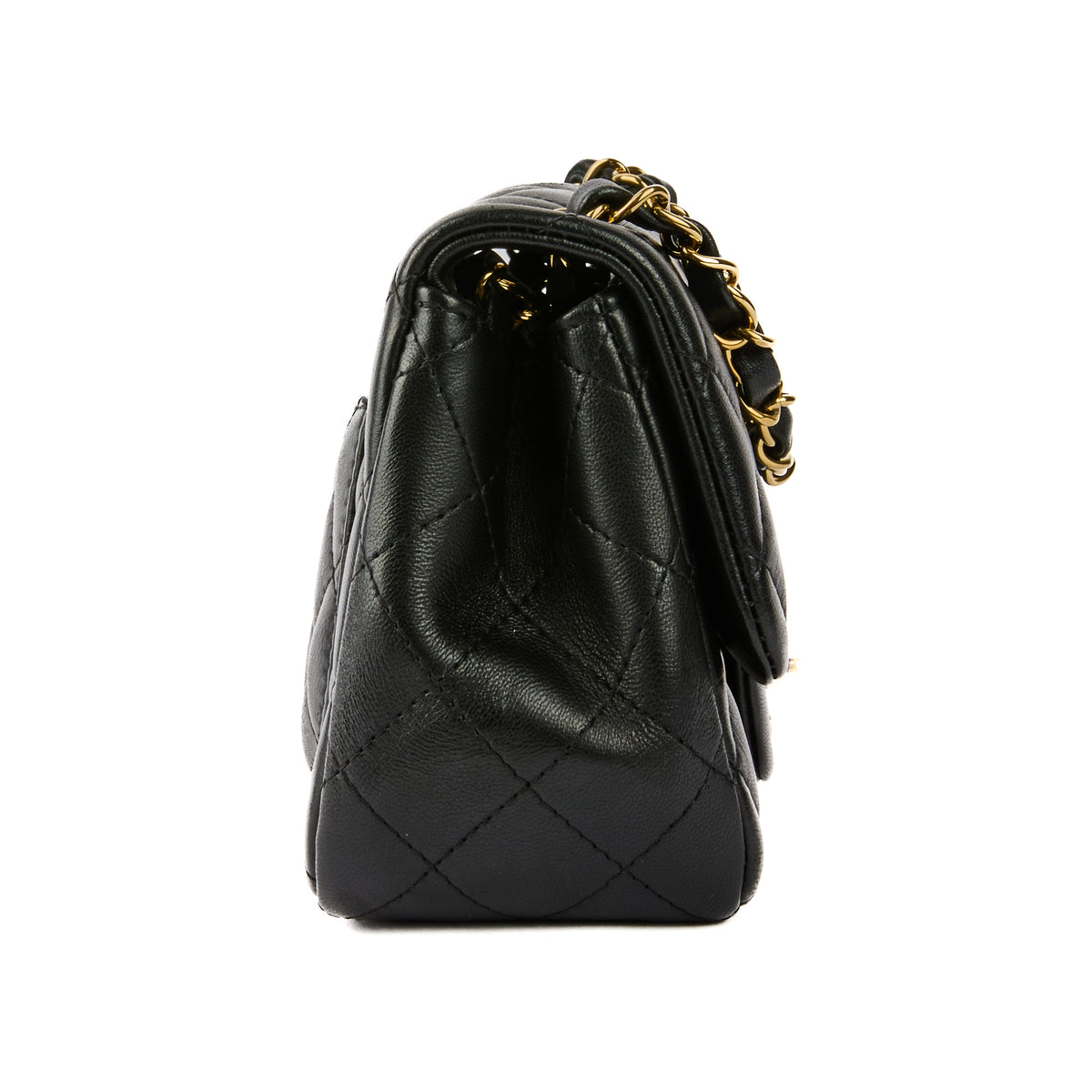 CHANEL - Sac bandoulière Mini Square Classique cuir noir - Handbag
