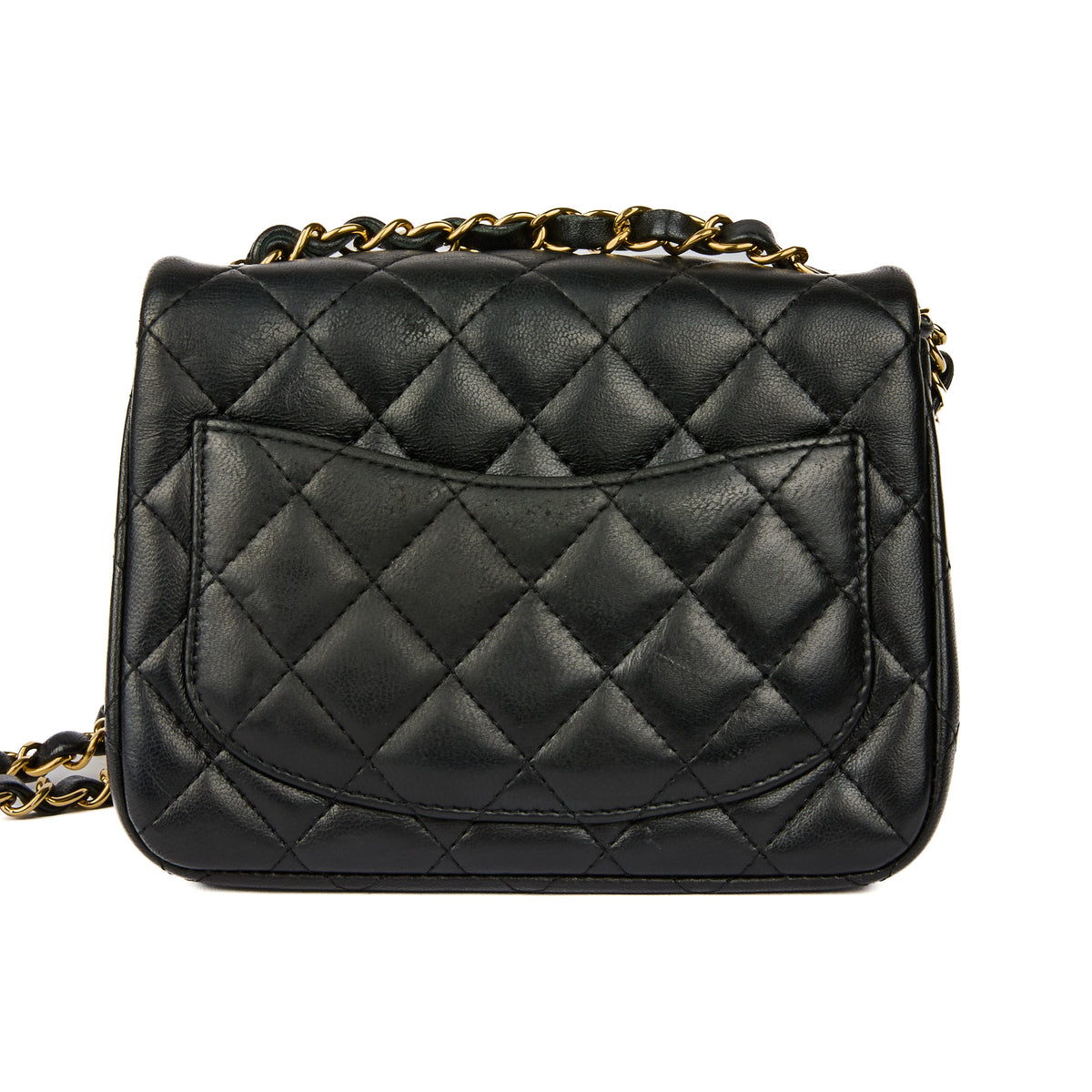 CHANEL - Sac bandoulière Mini Square Classique cuir noir - Handbag