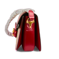 GUCCI - Sac bandoulière Horsebit 1955 toile sûpreme GG beige et cuir rouge