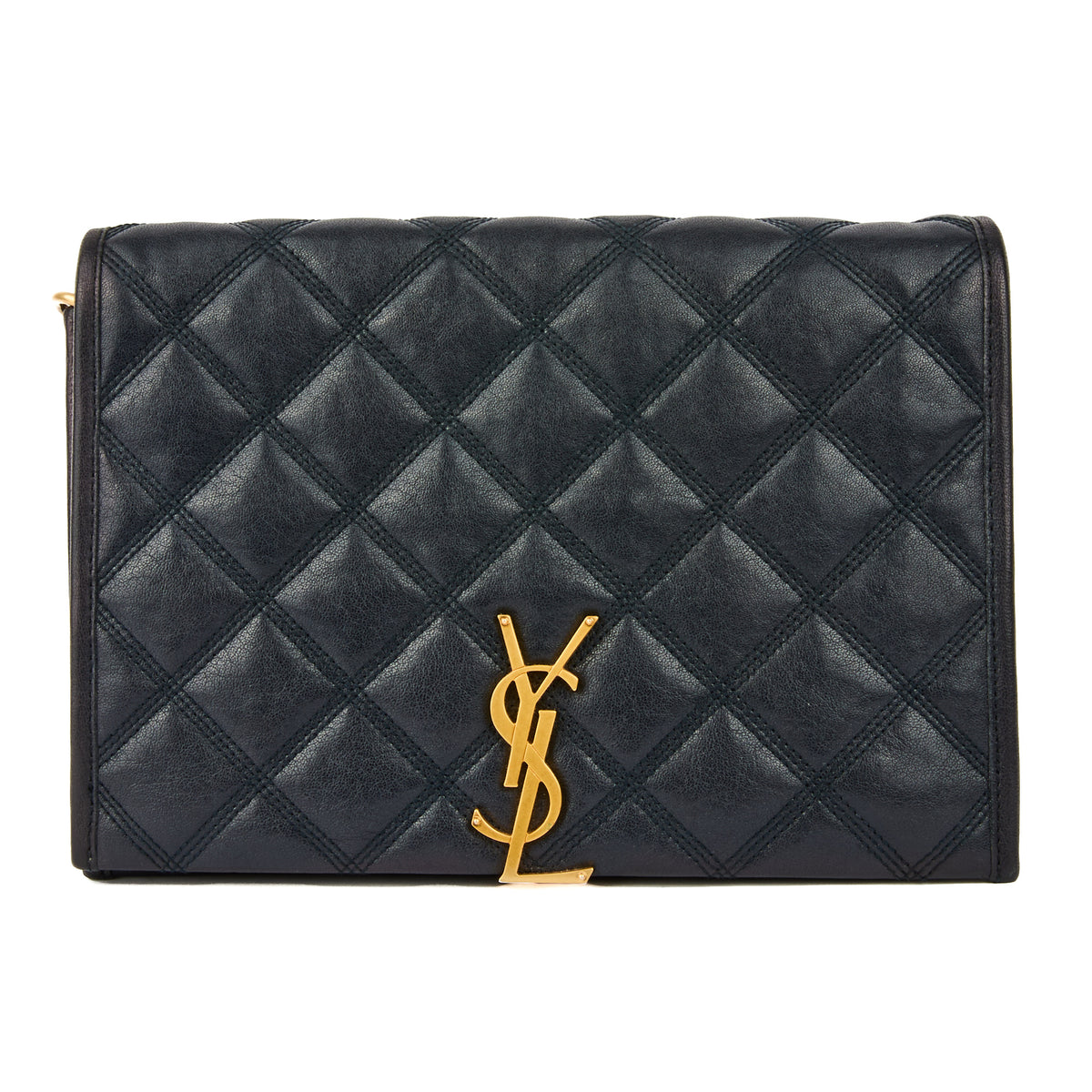 SAINT LAURENT - Sac bandoulière Becky cuir matelassé bleu - Handbag