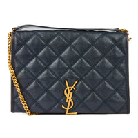 SAINT LAURENT - Sac bandoulière Becky cuir matelassé bleu - Handbag