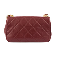CHANEL - Sac bandoulière Mini Classique perles cuir bordeaux - Handbag