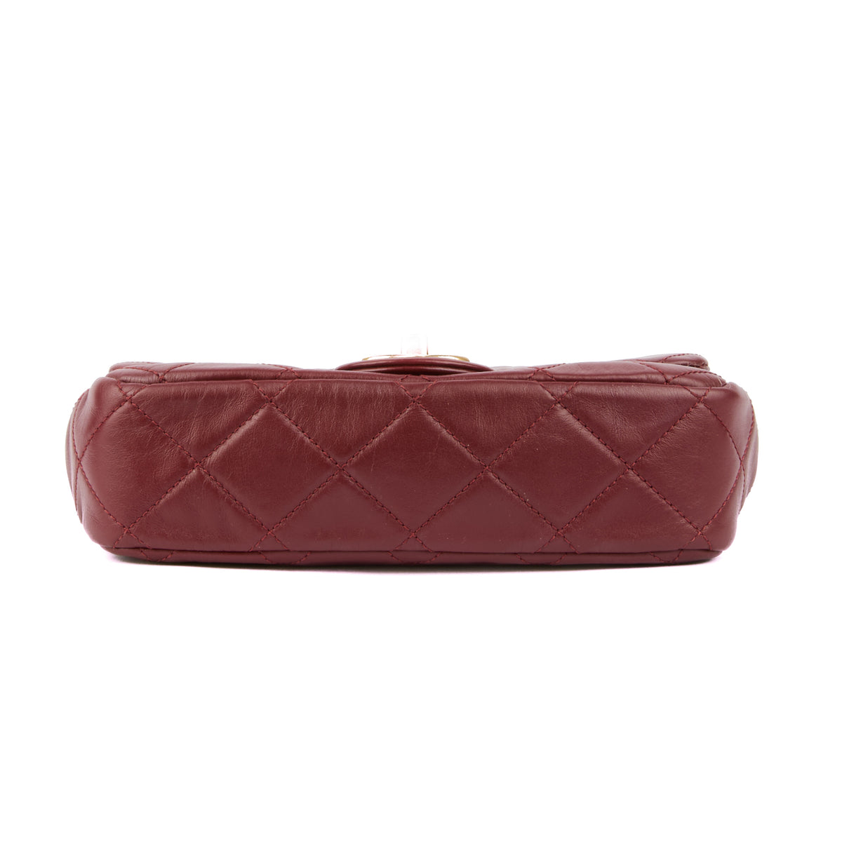 CHANEL - Sac bandoulière Mini Classique perles cuir bordeaux - Handbag