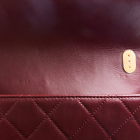 CHANEL - Sac bandoulière Mini Classique perles cuir bordeaux - Handbag