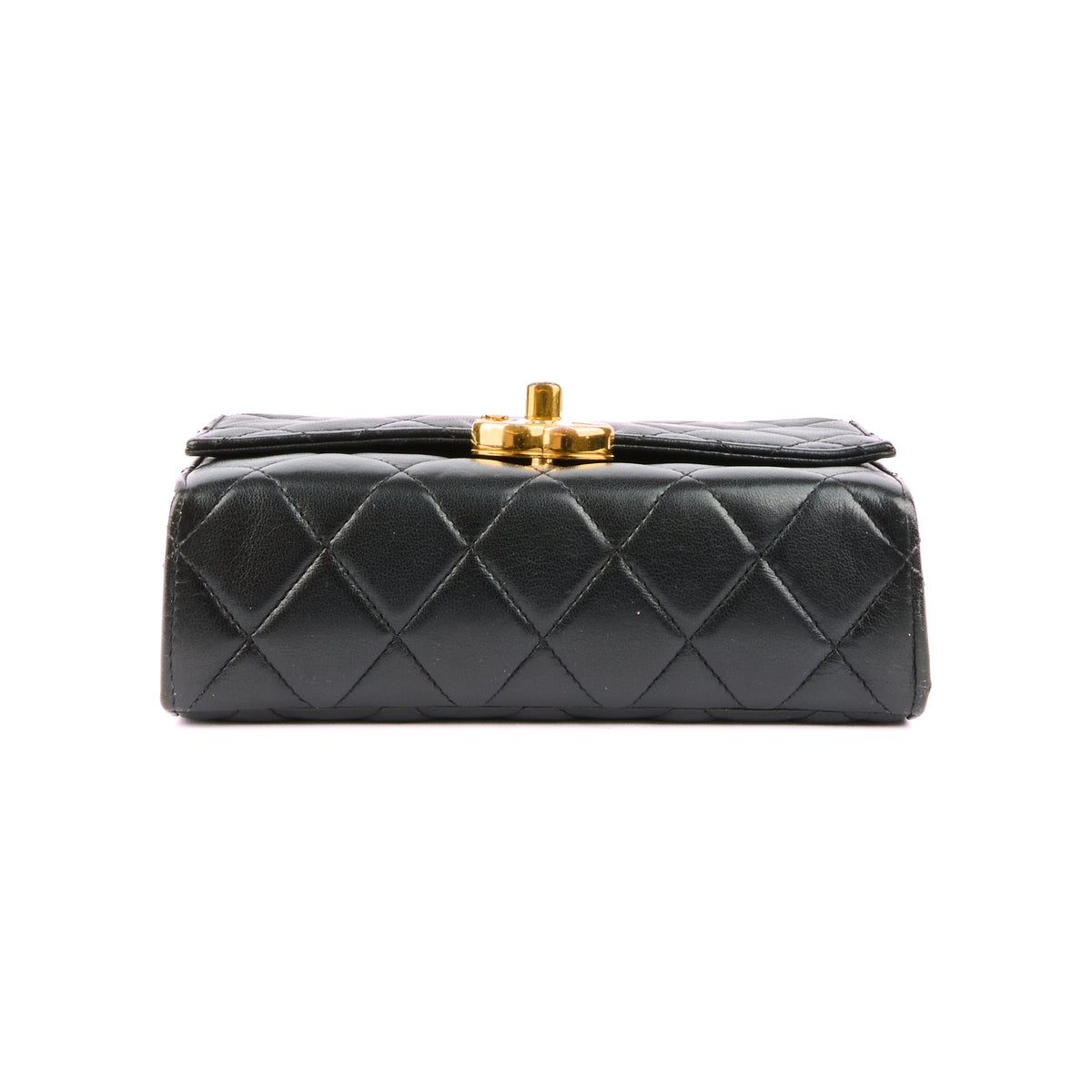 CHANEL - Sac bandoulière Golden Plate Top Handle cuir matelassé noir - Handbag